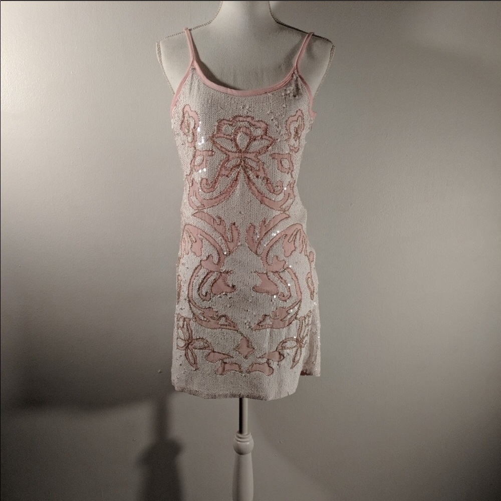 Beautiful pink and white sequin dress!